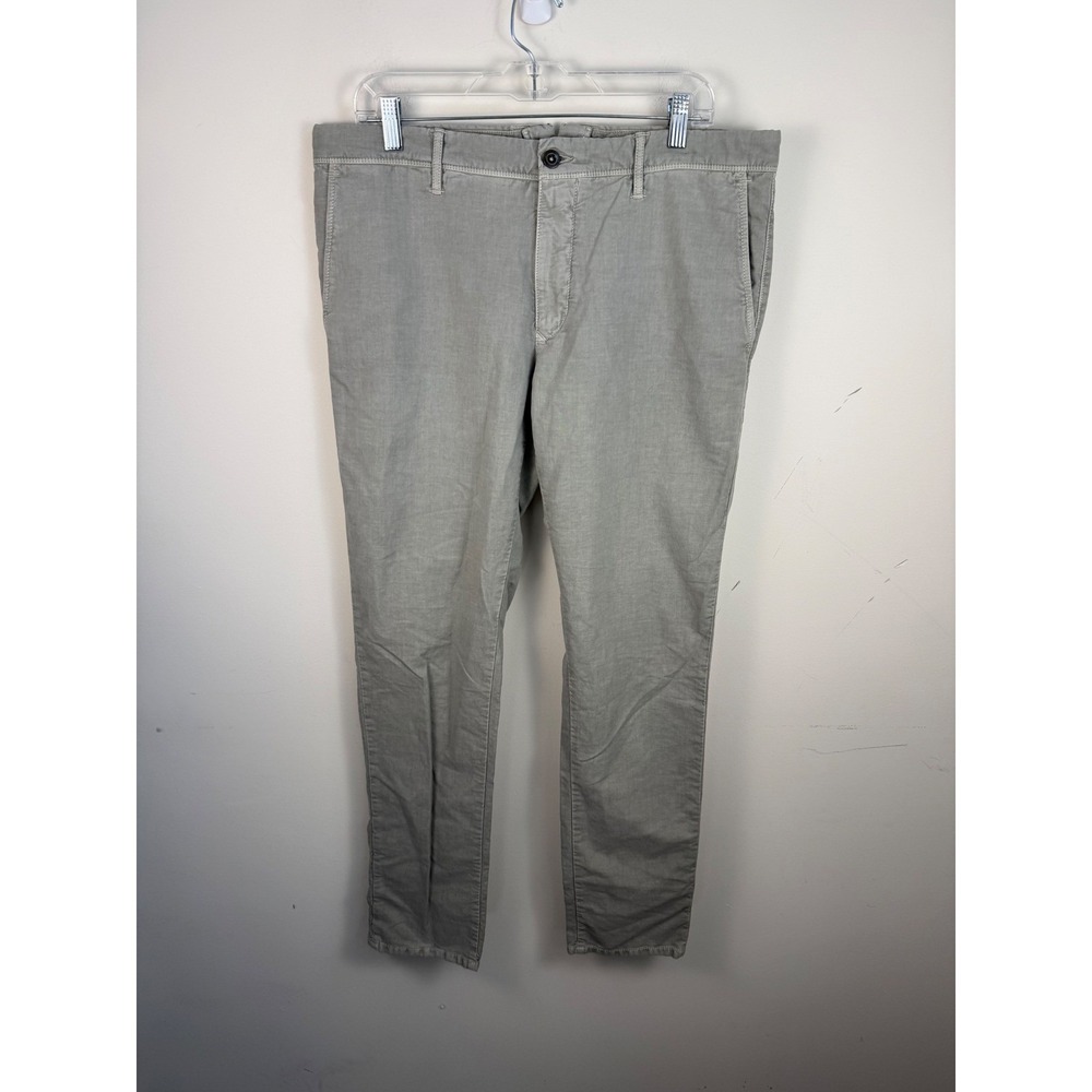 Incotex Slacks Mens 38 Olive Green Sage Grey Cotton Chino Trousers Slim Fit